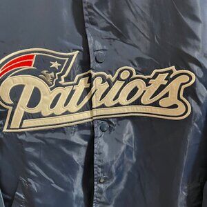New England NE Patriots satin lightweight Varsity Jacket Blue stitched Large‎
